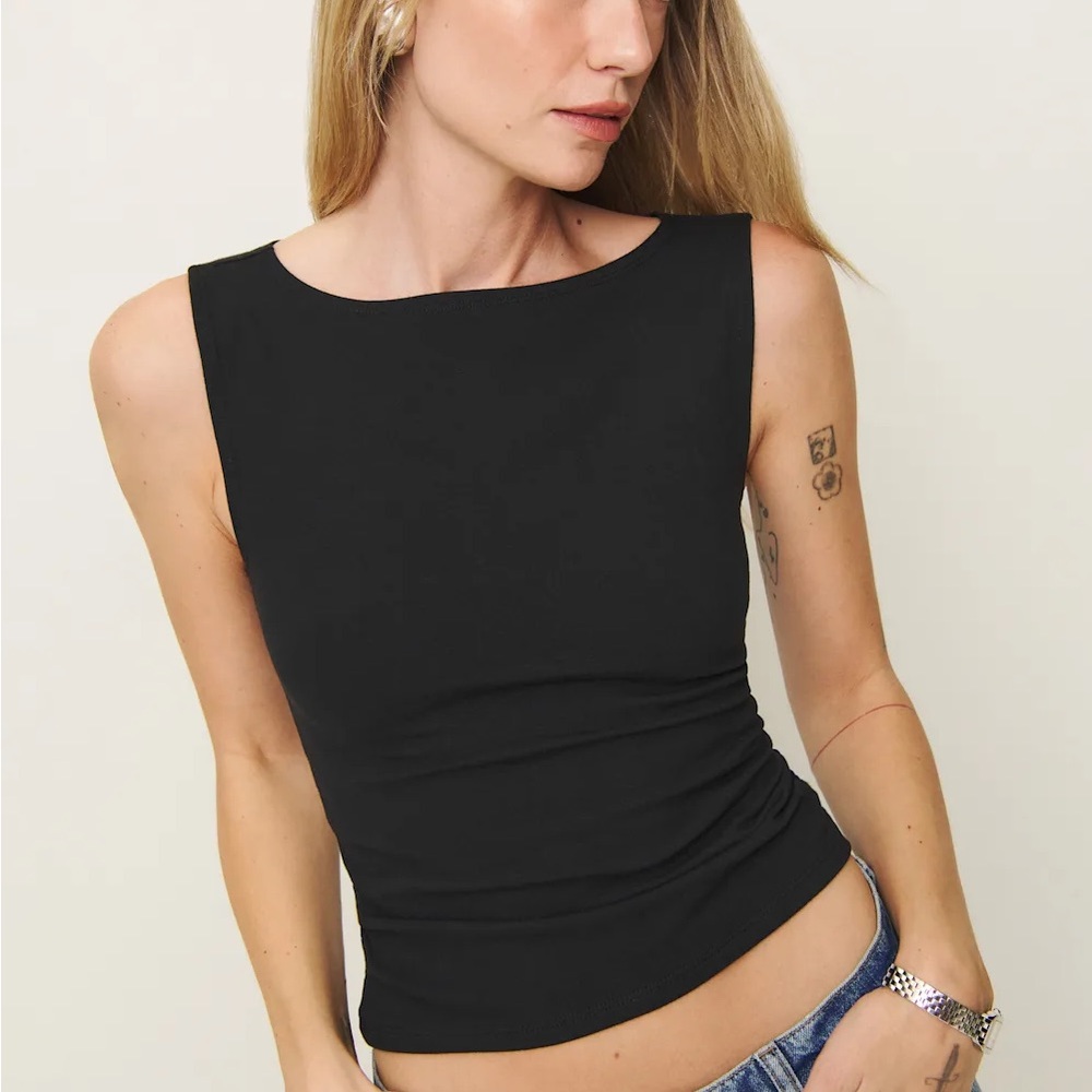 Reformation Dusk Knit Top in Black size Medium